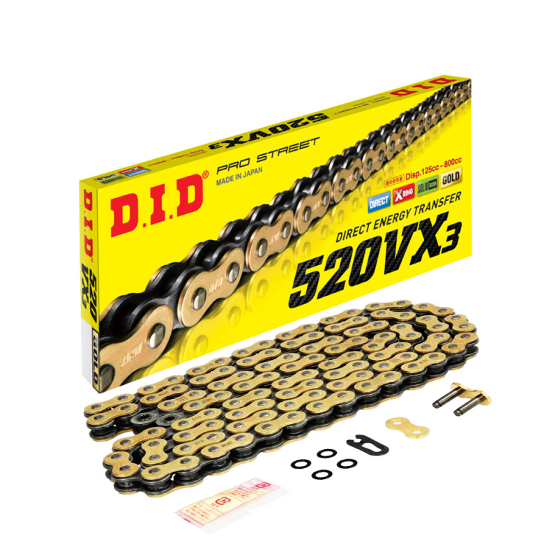 Chaîne DID 520 VX3 G&B (118/520) pour KTM EXC/EXC-F de 2003 à 2025