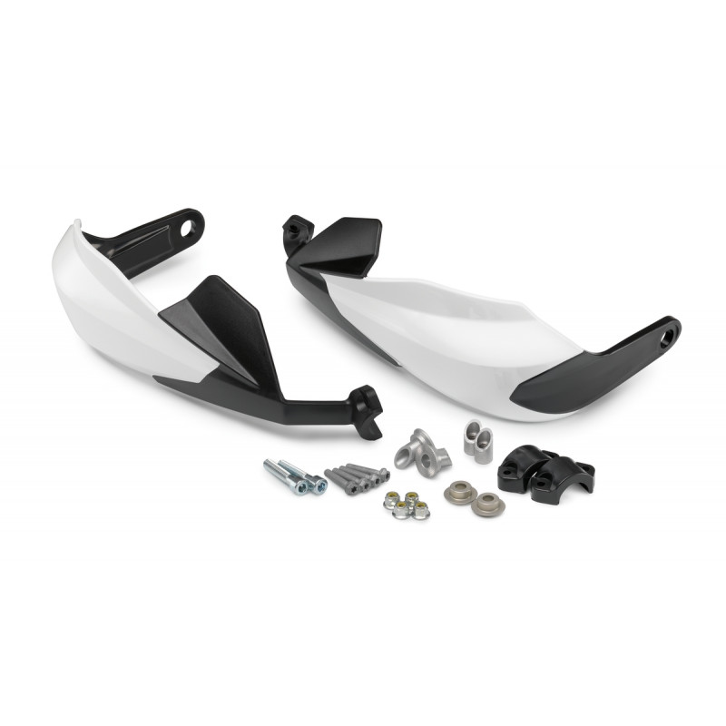 Kit de protège main FERMÉ Version BASSE Blanc pour KTM KTM SX/EXC / ADVENTURE /SUPER ADVENTURE/ FREERIDE (19-23)