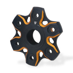 Flasque Porte Couronne CNC RACING Noir/Orange anodisée pour KTM 1390 SUPER DUKE-R