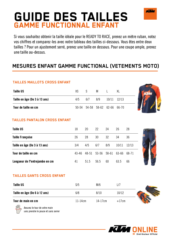 Guide des tailles enfant moto ktm cross-1